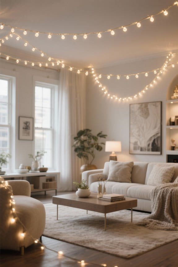 cozy warm white string lights