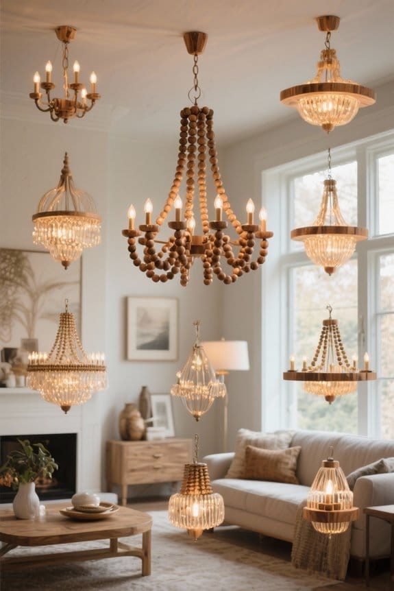wood bead chandeliers decor